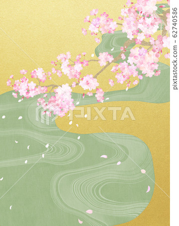 Background-Japanese-Japanese paper-Japanese style-Japanese pattern-Spring-Sakura-Branch-River 62740586