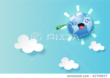 Paper art of green ecology and environment landing page website template background. Paper art of green ecology and environment landing page website template background. 62740637