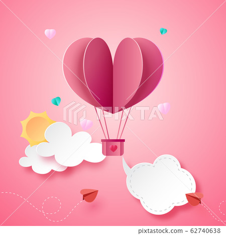 Paper art style of valentine's day greeting card template background.Vector illustration. Paper art style of valentine's day greeting card template background.Vector illustration. 62740638