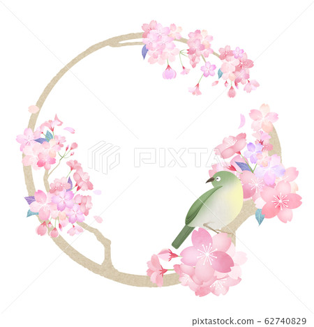 Material-Parts-Japanese-Japanese paper-Japanese style-Japanese pattern-Spring-Cherry-Pink-Circle-Frame 62740829