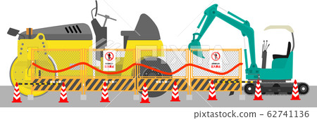 Construction site road rollers and excavators 62741136