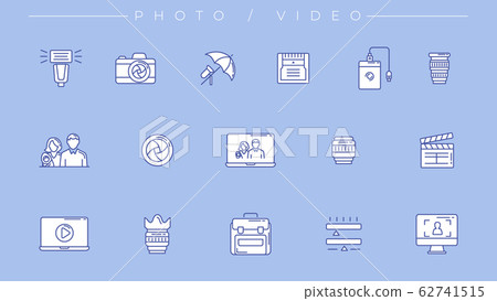 Photo and Video icons. Line style vector set 62741515