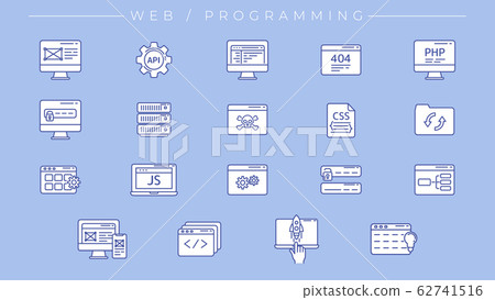 Web and Programming concept line style vector icons set Web and Programming concept line style vector icons set 62741516