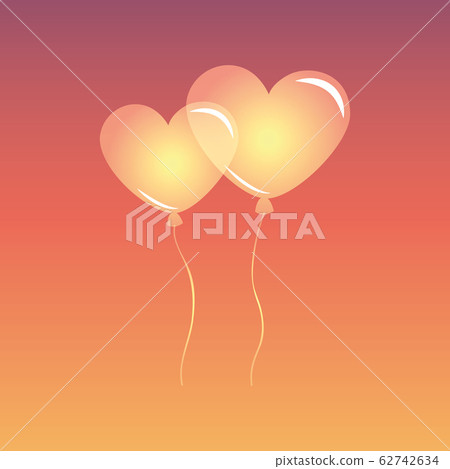 heart shaped balloons in the sky - Stock Illustration [62742634] - PIXTA
