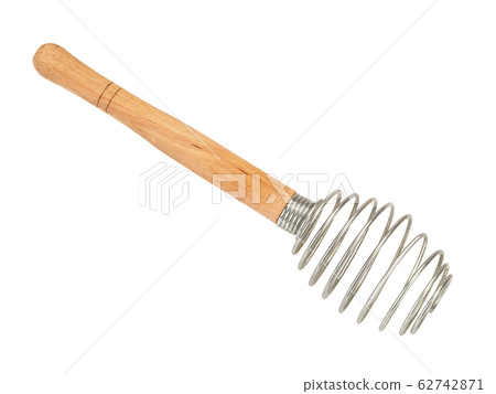 Houseware: steel whisk with wooden handle isolated on white background Houseware: steel whisk with wooden handle isolated on white background 62742871