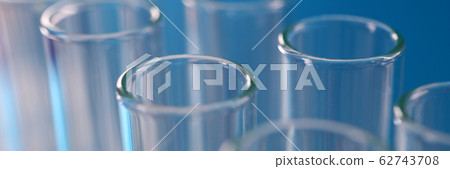 Set of test tubes in laboratory standing in row Set of test tubes in laboratory standing in row 62743708