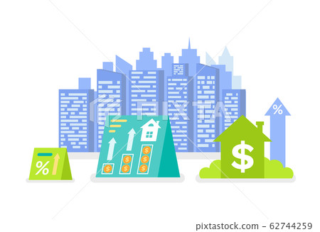 Modern City Real Estate Building and Dollar Sign Modern City Real Estate Building and Dollar Sign 62744259