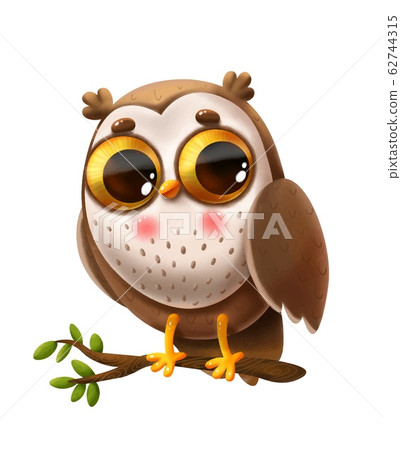 Knitting of Funny and Sad Owl with Big Eyes Stock Vector