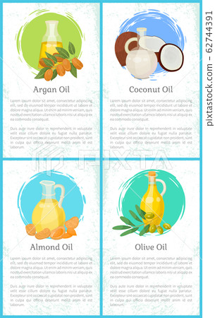 Olive and Almond, Coconut and Argan Oils in Vessel Olive and Almond, Coconut and Argan Oils in Vessel 62744391