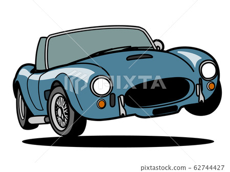 American historic open car jump blue car illustration 62744427