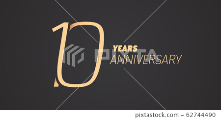 10 years anniversary vector icon, logo. Graphic design element with gold color number 62744490