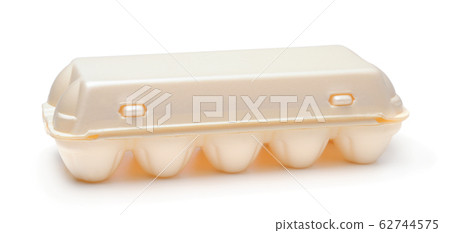 Plastic egg box isolated on white Plastic egg box isolated on white 62744575