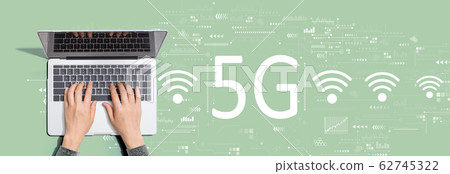 5G network with person using laptop computer 62745322