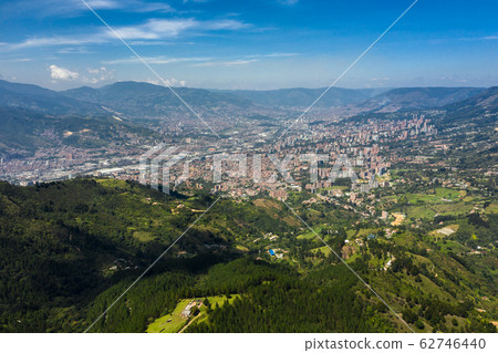 Aerial Panoramic view of the City of Medellin, Antioquia, Colombia 62746440