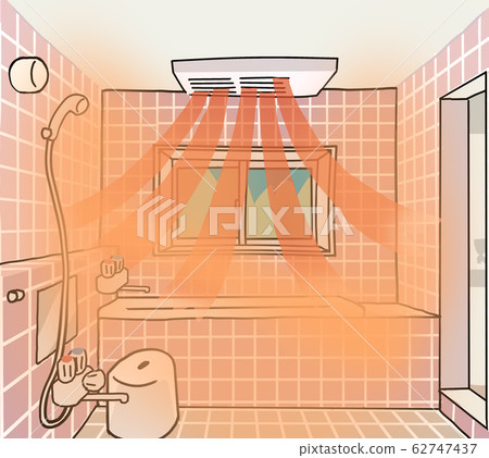A traditional bath with a ventilation dryer on the ceiling 62747437