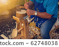 Craftsman carpenter builds wooden tools. 62748038