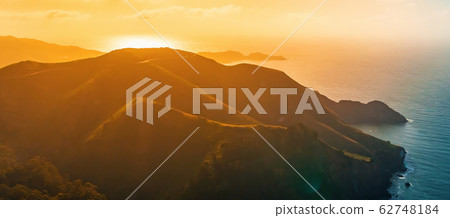 Aerial view of Marin Headlands at sunset 62748184