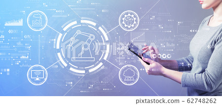 Smart industry concept with woman using a tablet 62748262