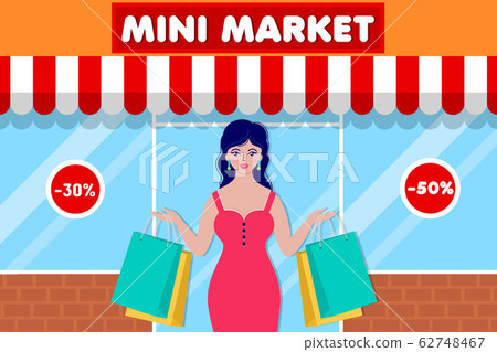 Smiling woman with packages Smiling woman with packages 62748467
