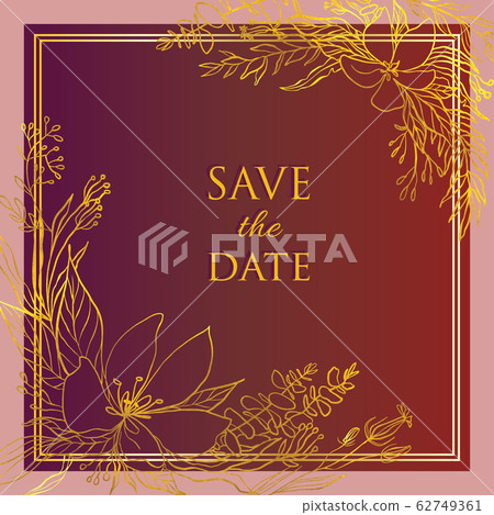 Luxury golden frame for invite, wedding, certificate. 62749361