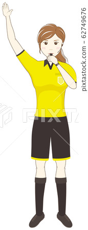 Referee blowing a whistle Referee blowing a whistle 62749676