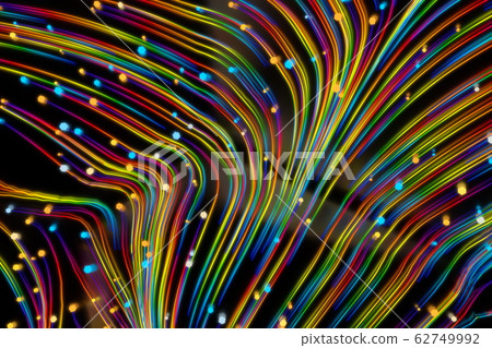Neon glowing twisted cosmic lines on the glossy surface. Turbulence curls flow colorful motion. Fluid and smooth astronomy vortex swirl structure. 3d rendering Abstract creative modern background Neon glowing twisted cosmic lines on the glossy surface. Turbulence curls flow colorful motion. Fluid and smooth astronomy vortex swirl structure. 3d rendering Abstract creative modern background 62749992