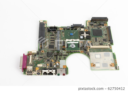 Close up of motherboard  laptop with USB , PS2, 62750412