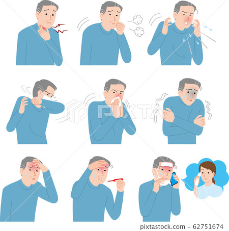Senior man with cold symptoms 62751674