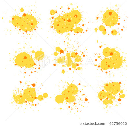 watercolor splash in set of yellow on white stock illustration 62756020 pixta