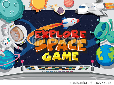 Game title template design with explore space game Game title template design with explore space game 62756242