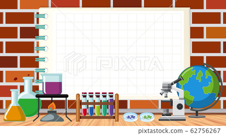 Border template with science equipments in the lab - Stock Illustration ...