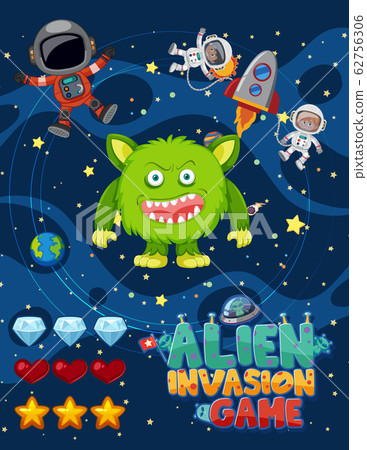 Screen design for game template with alien and Screen design for game template with alien and 62756306