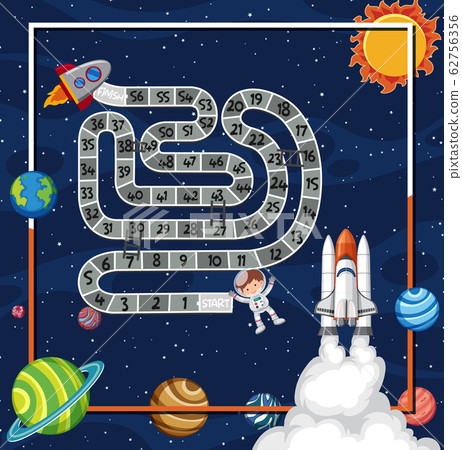 Game template with spaceship slying in space 62756356