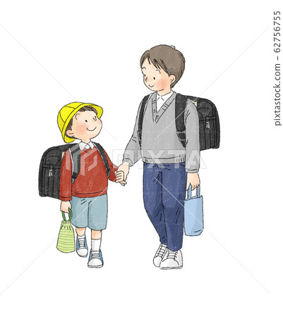 Elementary school students-brothers who go to school holding hands (first grader) 62756755