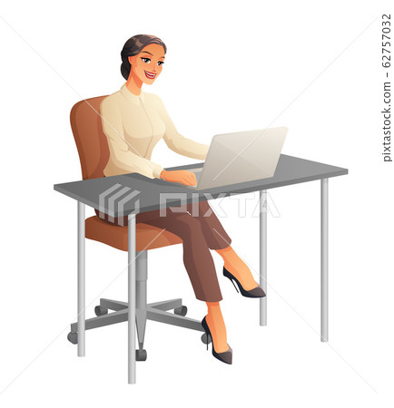 Business woman working on computer. Isolated 62757032