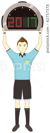 Referee holding referee board 62757378
