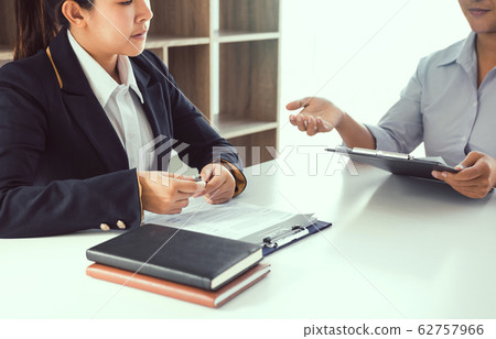 Employees are explaining about their past work 62757966