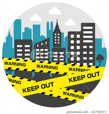 City blockade / pandemic image circular banner illustration / new coronavirus (COVID-19) 62758473