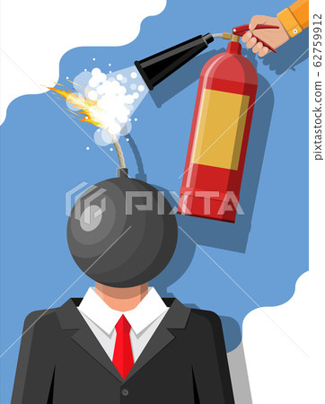 Stressed out businessman with head of bomb Stressed out businessman with head of bomb 62759912