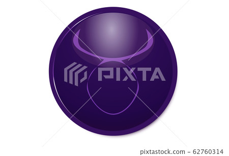 12個星座紫色圖標：矢量插圖：金牛座 62760314