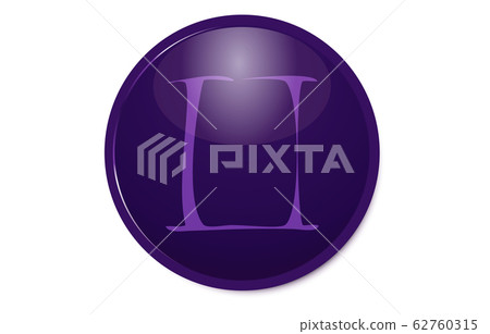 12個星座紫色圖標：矢量圖：雙子座 62760315