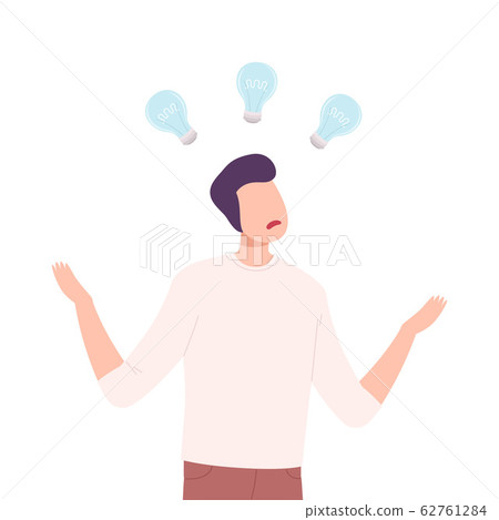 Stressful Businessman Character Having No Ideas, Unsuccessful Person Feeling Stress, Business Fail Flat Vector Illustration 62761284