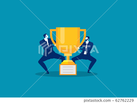 Two businessmen fighting each other for winning big award competition concept . Two businessmen fighting each other for winning big award competition concept . 62762229