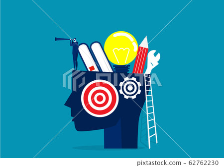 big head human with Creative Business Creates Pencil and Idea Works vector big head human with Creative Business Creates Pencil and Idea Works vector 62762230