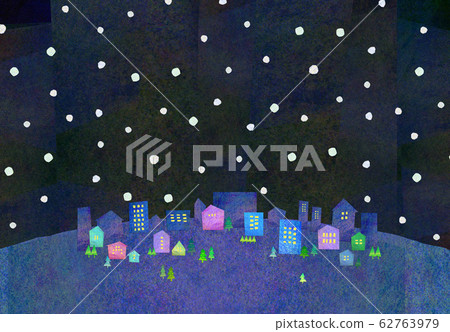 Natural scenery houses night sky snow Natural scenery houses night sky snow 62763979