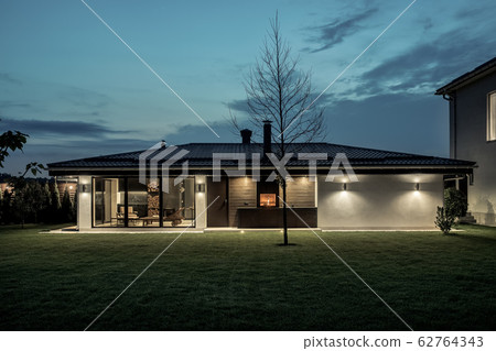 Modern estate with house and spa building 62764343