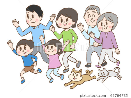 Family running with a smile 62764785