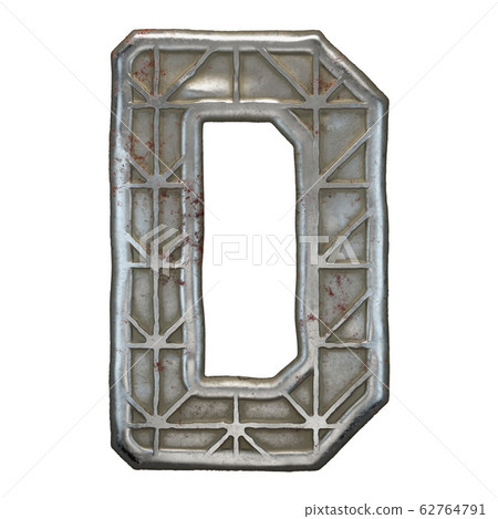 Industrial metal alphabet letter D on white background 3d 62764791