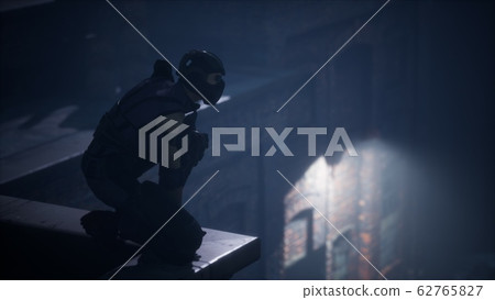 woman in the style of cyberpunk on the roof 62765827