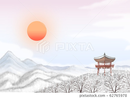 Nature landscape with sunrise illustration 003 Nature landscape with sunrise illustration 003 62765978